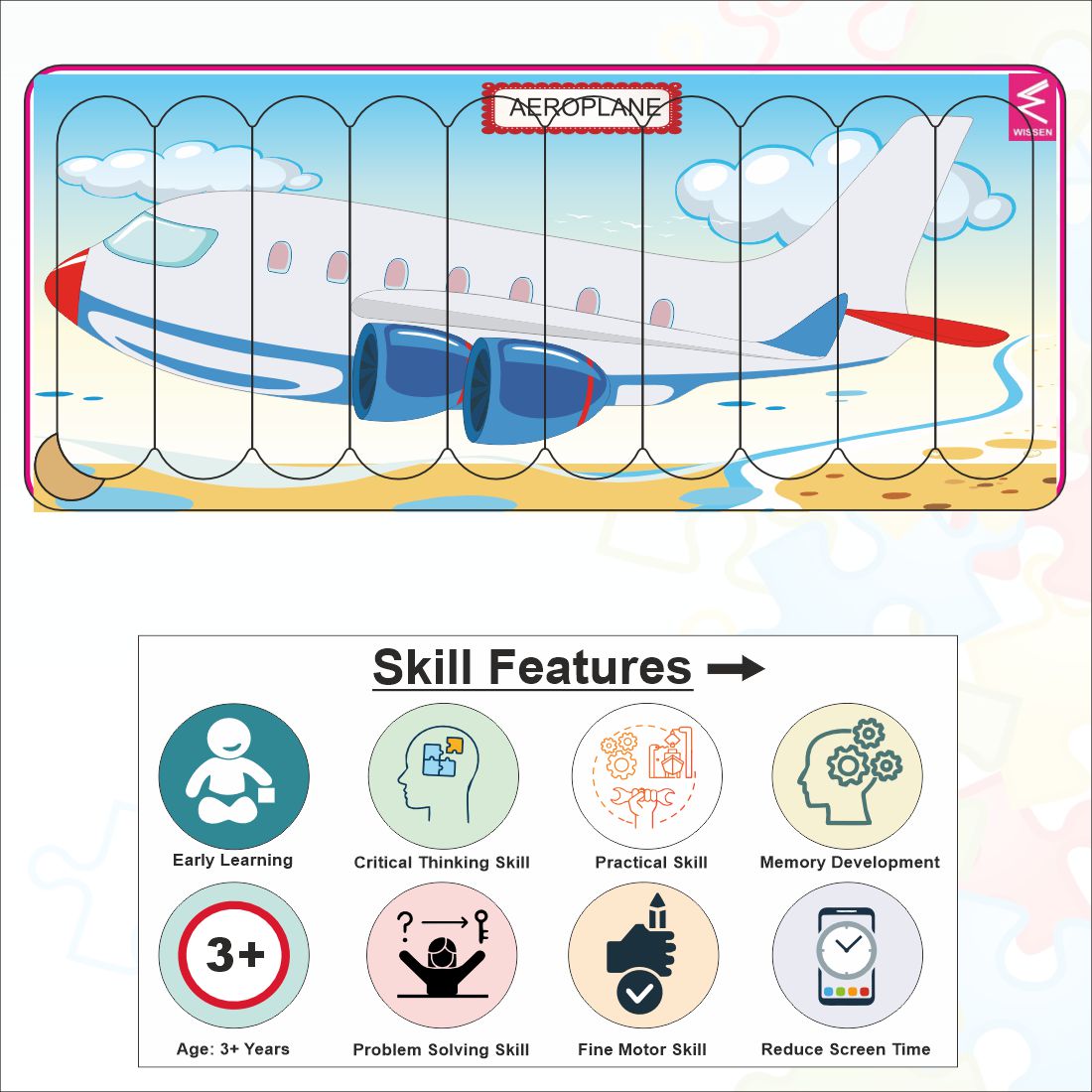 Wooden Strip Puzzle -My Aeroplane Design -9*4 inch