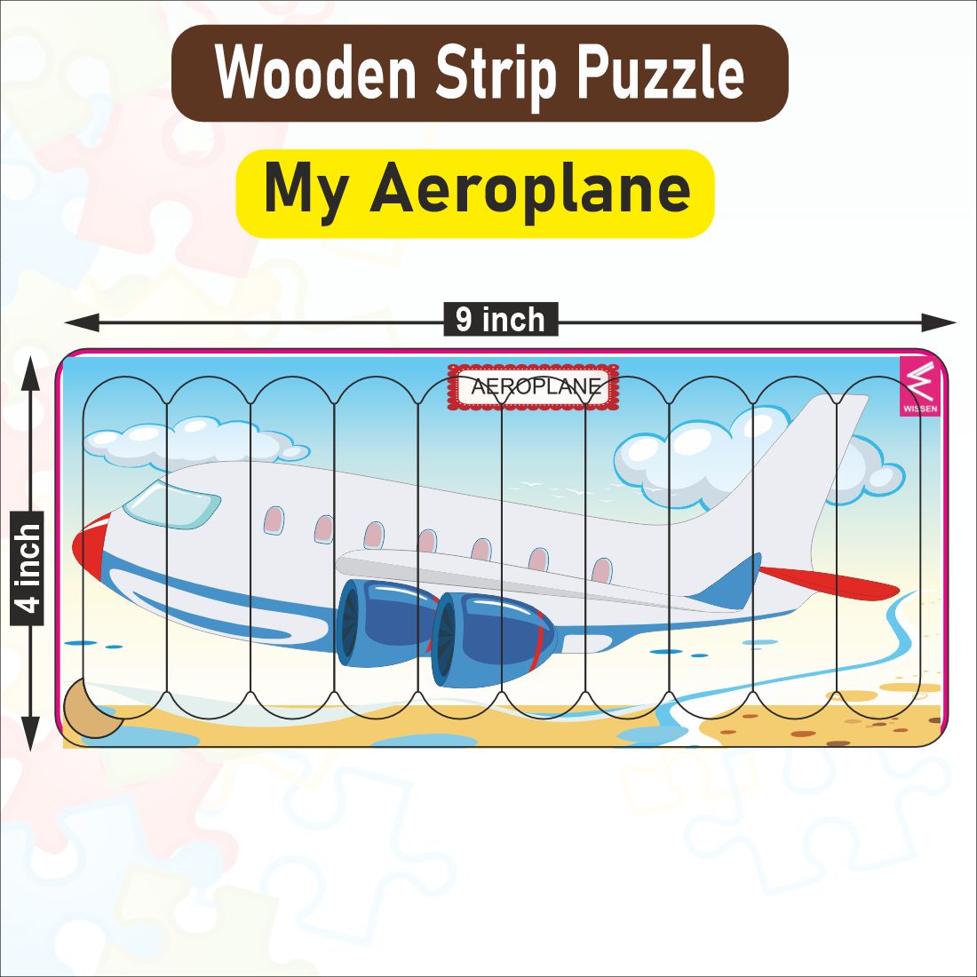 Wooden Strip Puzzle -My Aeroplane Design -9*4 inch