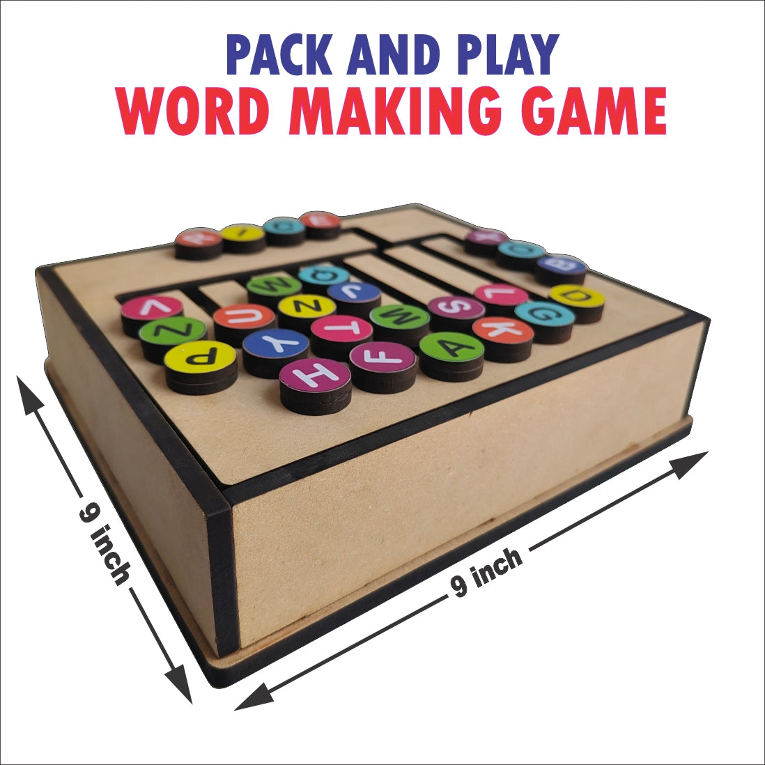 Wooden Pack and Play word making game for kids