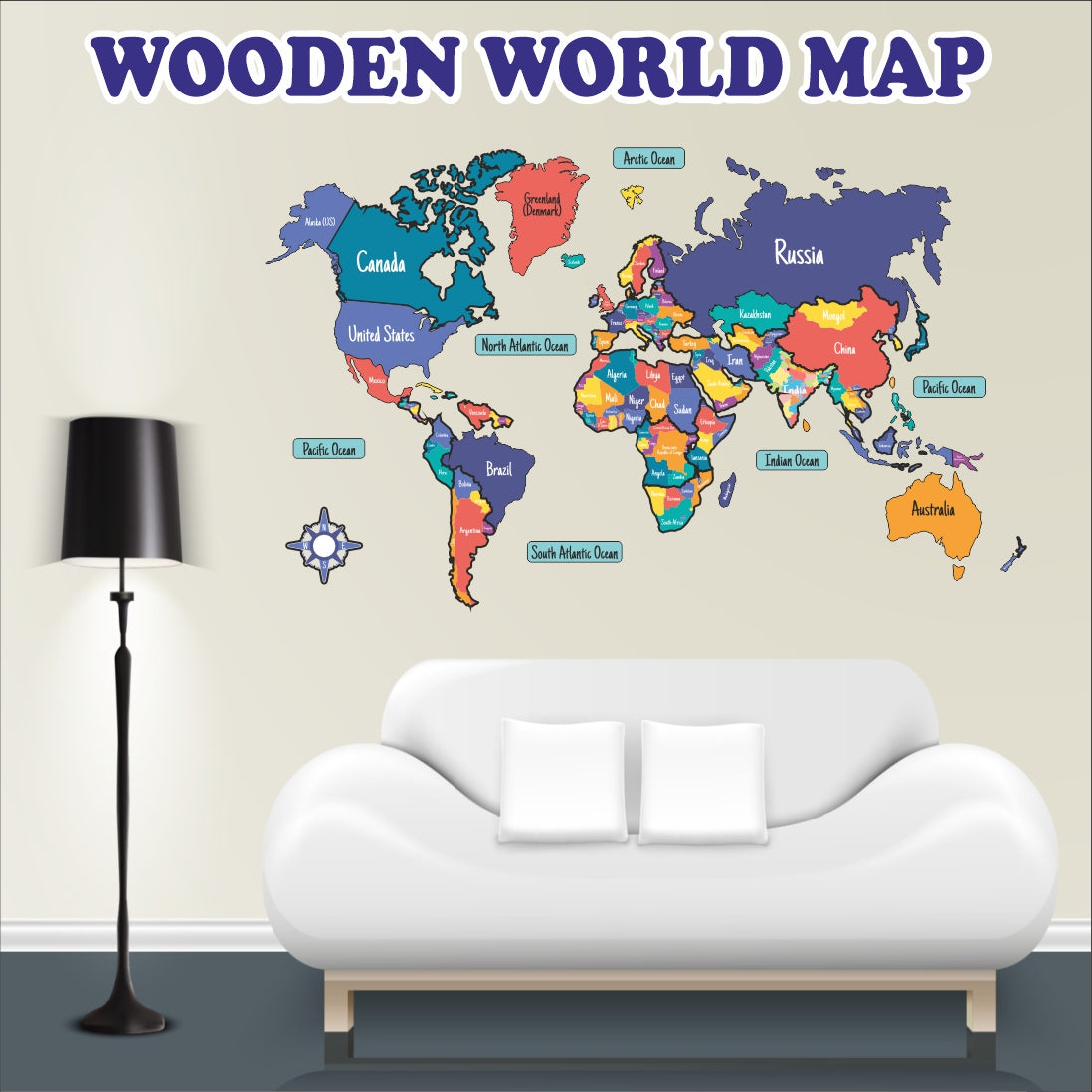 Wooden 3D World MAP Decor - The World in Layers Map