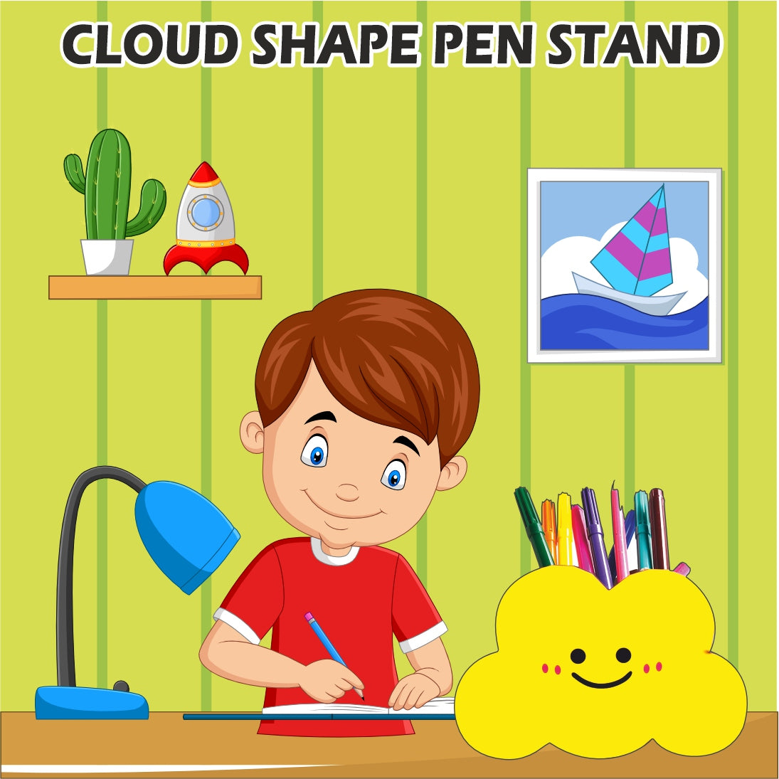 Cloud Theme Pen Stand Wooden