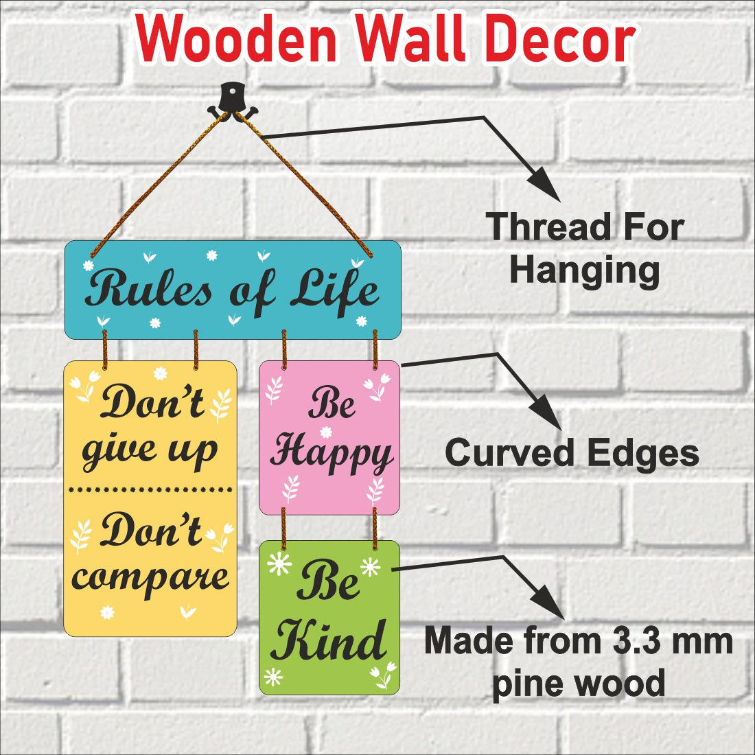 Rules of Life- Wall hanging Motivational Decor