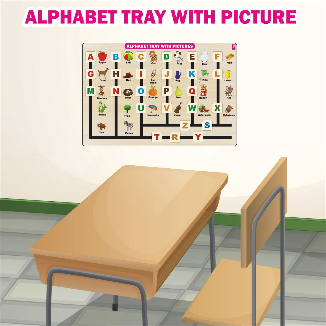 Alphabet Wall Busy Board (Non-Removable Puzzle Design)