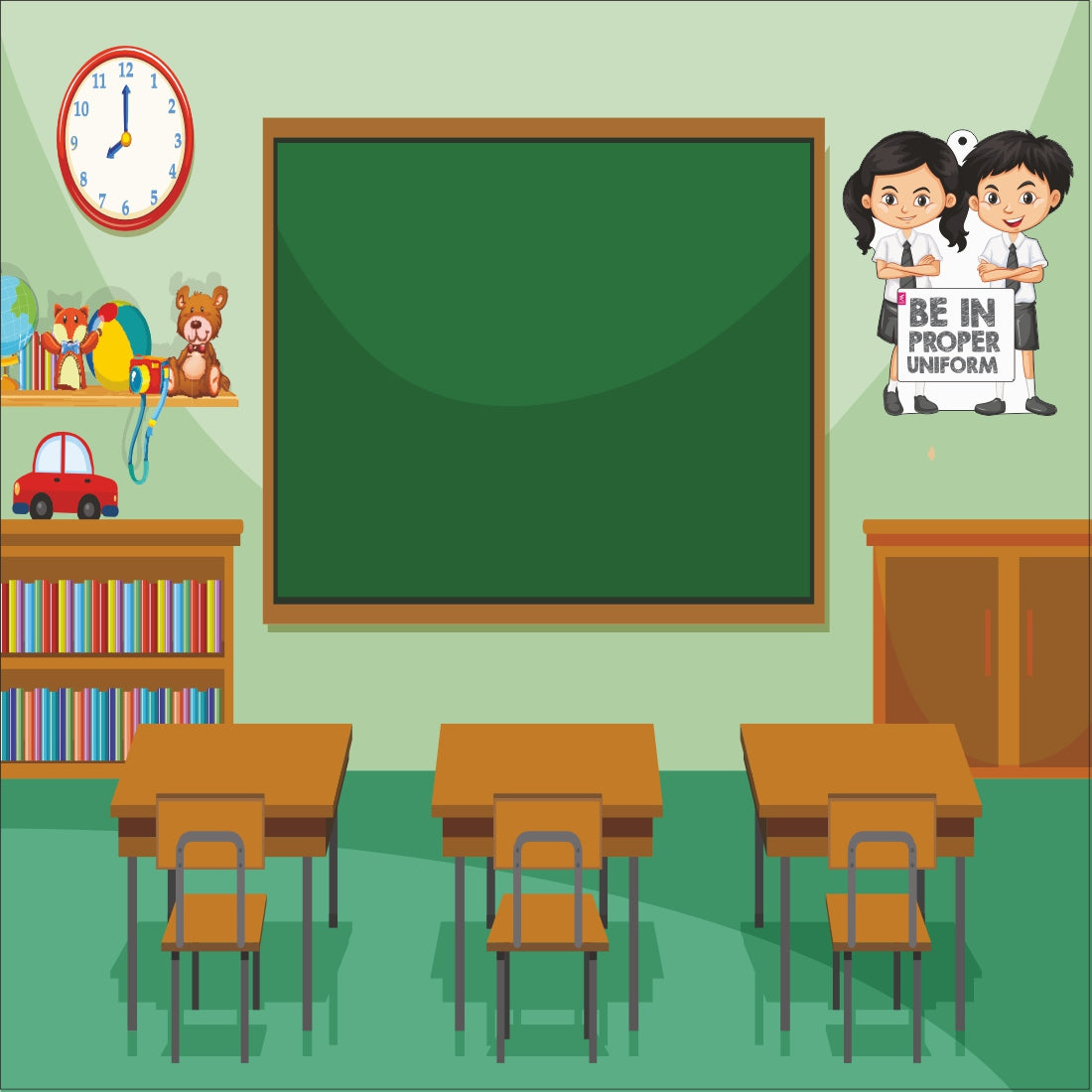 Wooden(MDF) Wall Decor Cutout for kids- be in proper uniform -Learning through Fun design - 12*18 inch