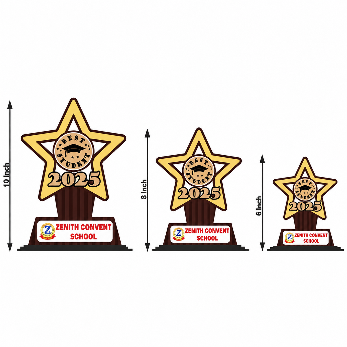 Star Shape trophy Step MDF Trophy - Set of 3