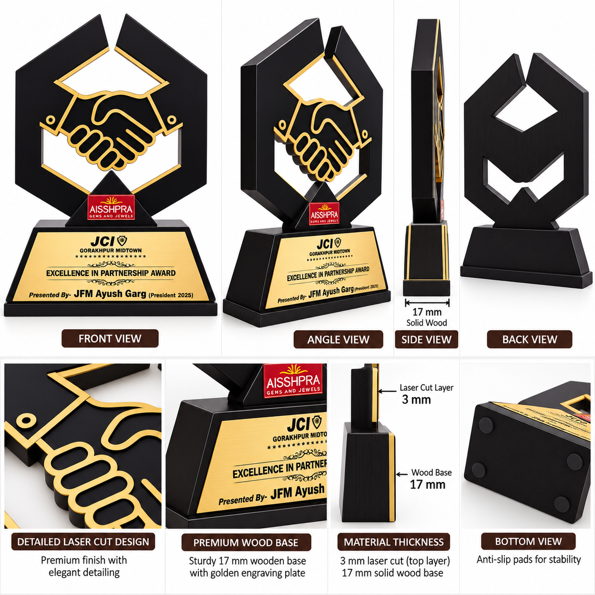 Excellence in Partnership Award – Premium Wooden Corporate Memento- 15 inch size