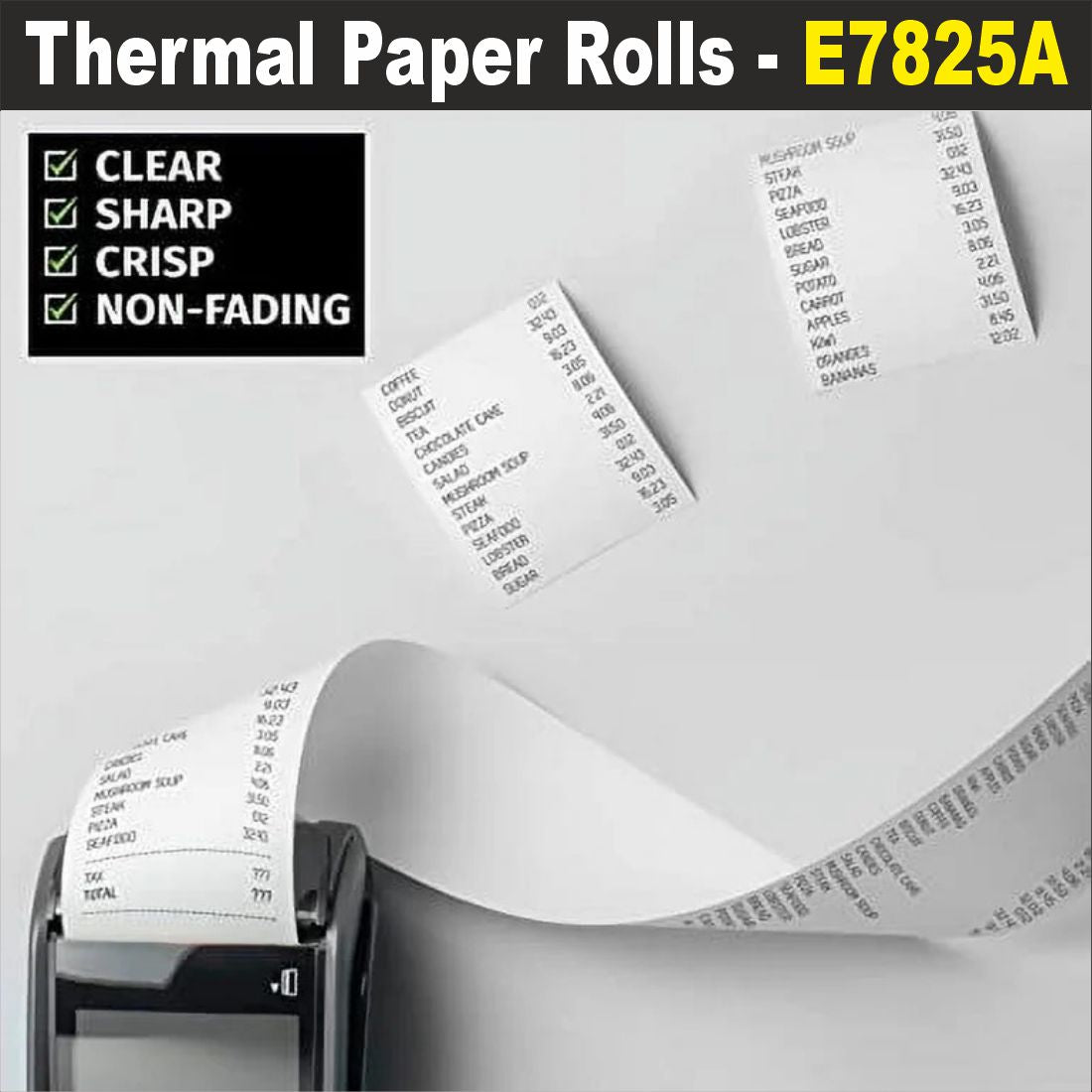 Ecobill Thermal paper Pack of 50 rolls POS till Cash Register Machine rolls -78 79 mm *40 mm dia -approx 23-25 m length roll- 50 gsm for printing receipt