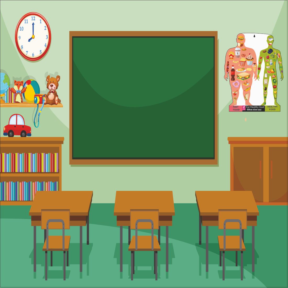 Wooden(MDF) Wall Decor Cutout for kids- Healthy Food -Learning through Fun design - 12*18 inch