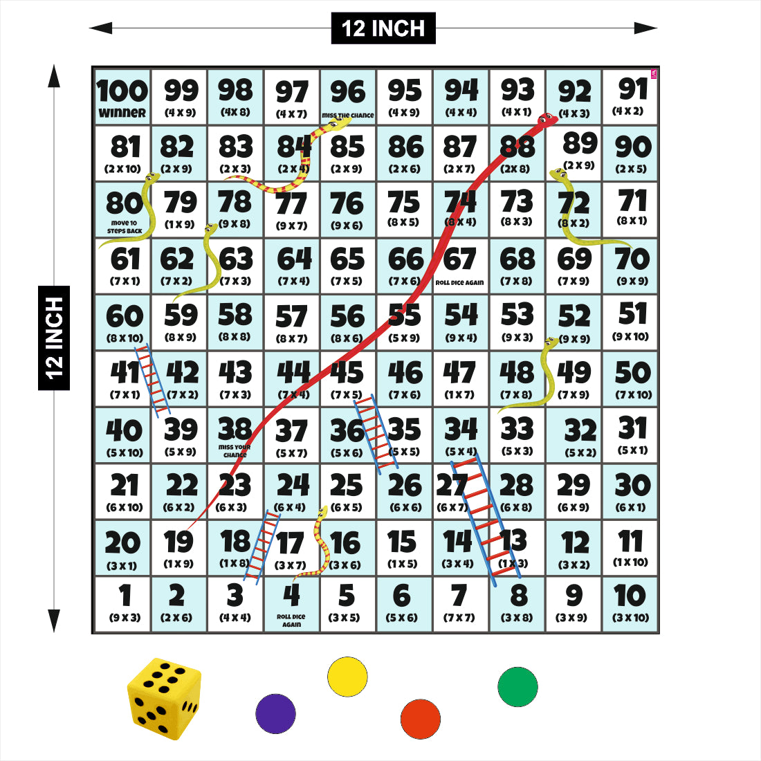 Wooden Multiplication Snake Ladder Game for Kids