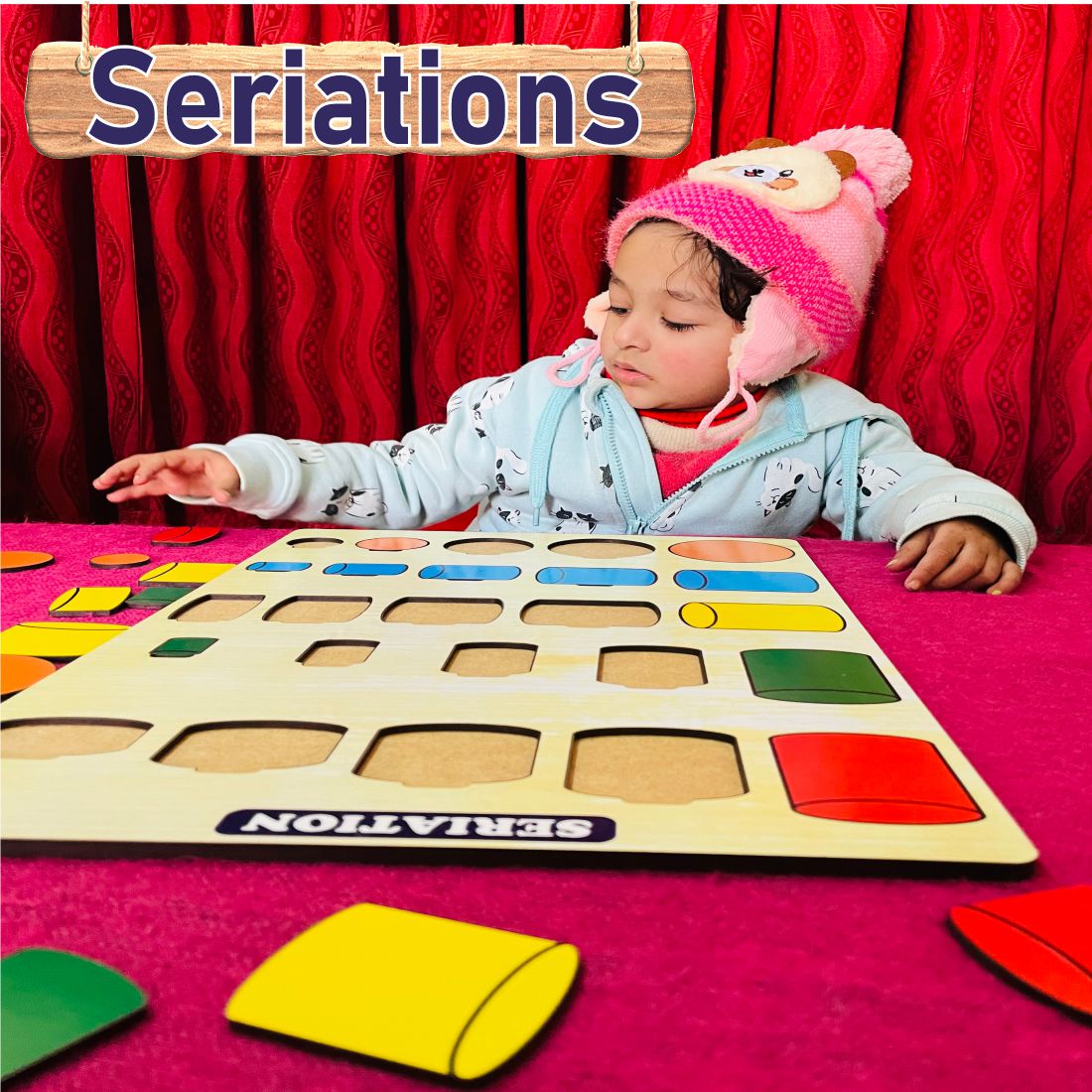 Wooden Seriations Learning Puzzle Board Game for Kids- 12*18 inch