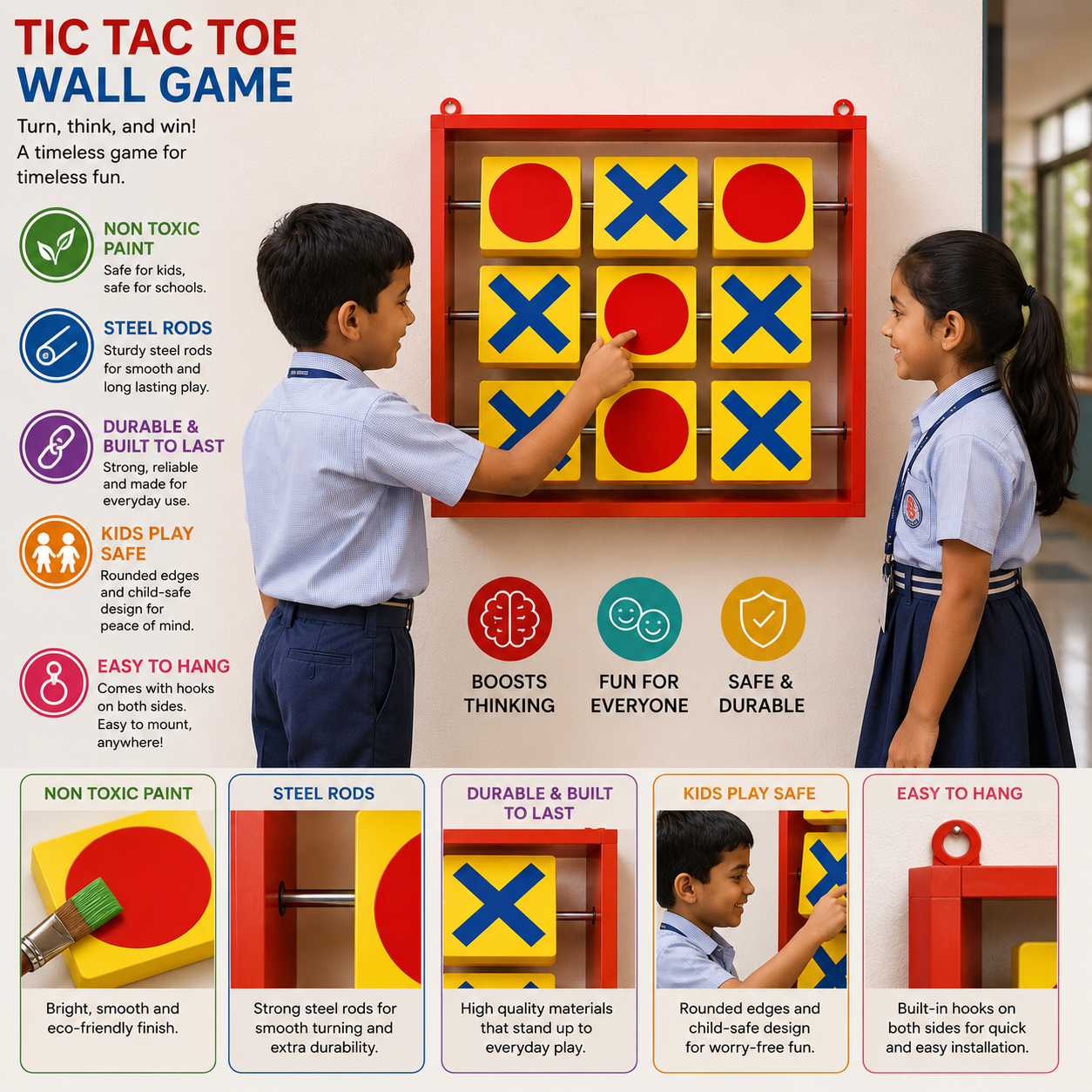Wall Mounted Tic Tac Toe Game for Kids