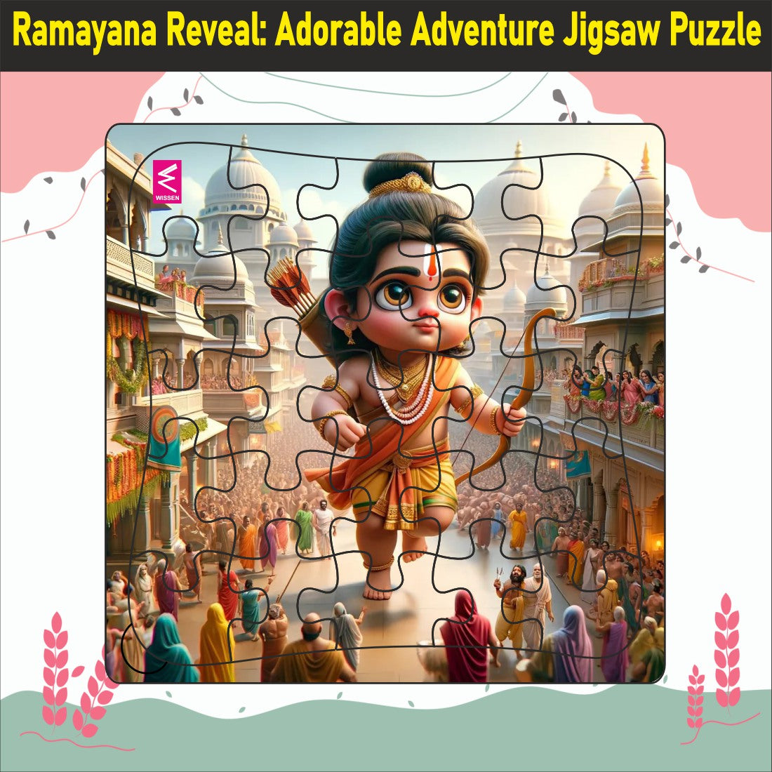 Wooden Jigsaw Puzzle "Ramayana Reveal: Adorable Adventure Jigsaw Puzzle"- 9*9 inch- 4 years above