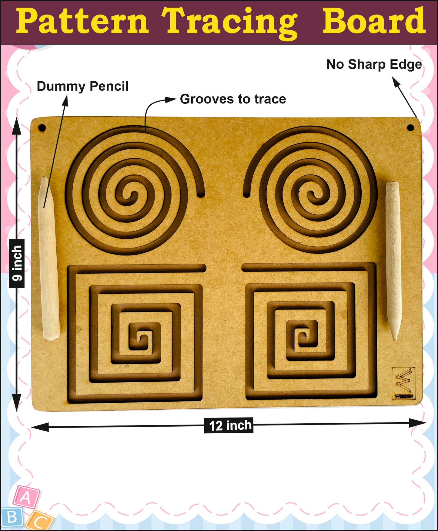 Double Side Pattern Tracing Board with with two wooden pencils