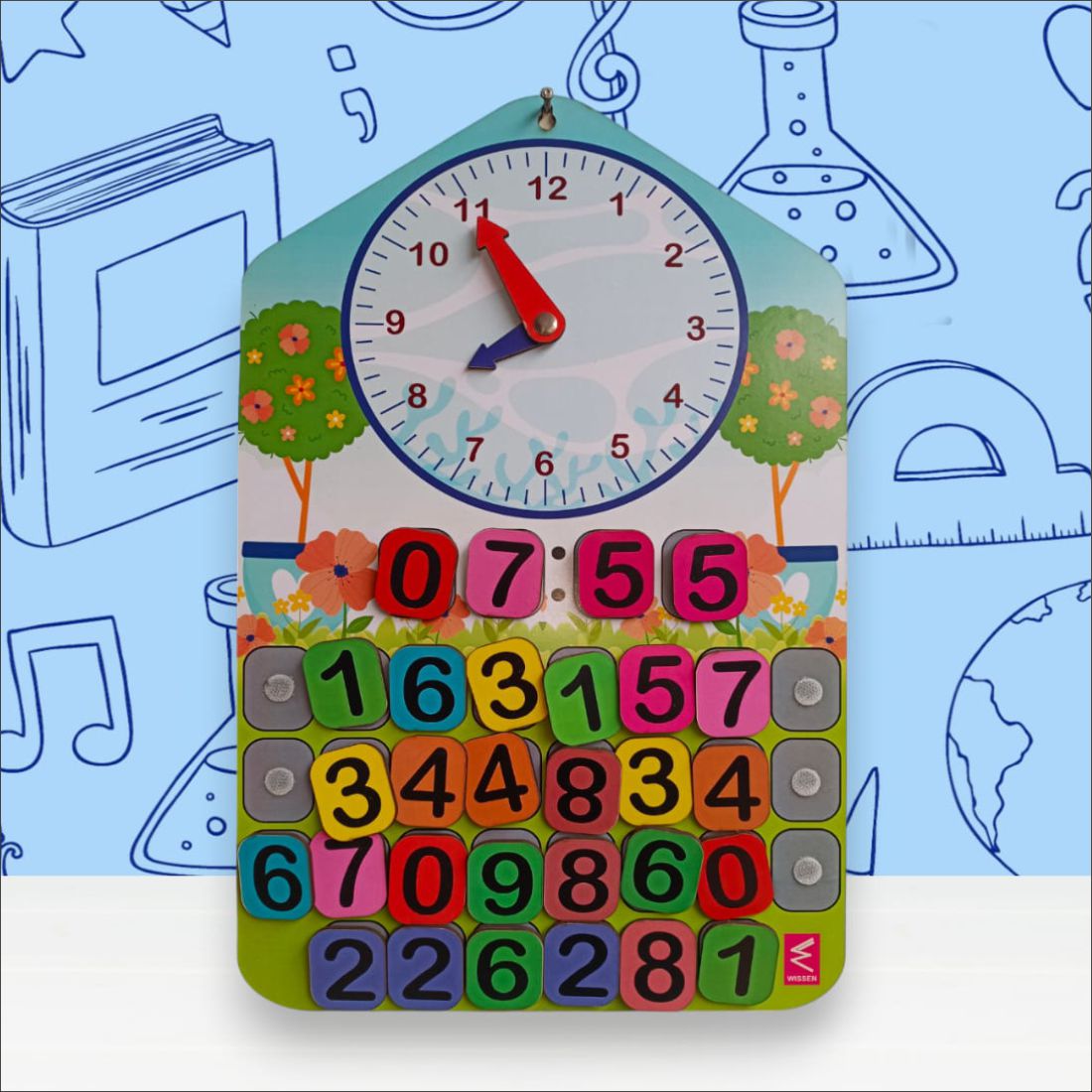 Wooden Clock Learning Wall Activity Game for Kids