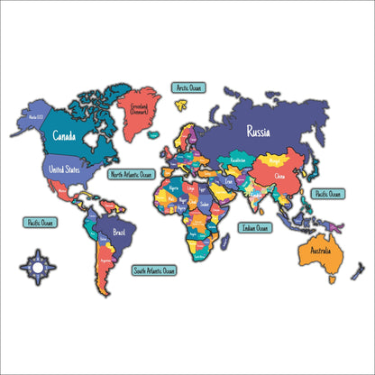 Wooden 3D World MAP Decor - The World in Layers Map