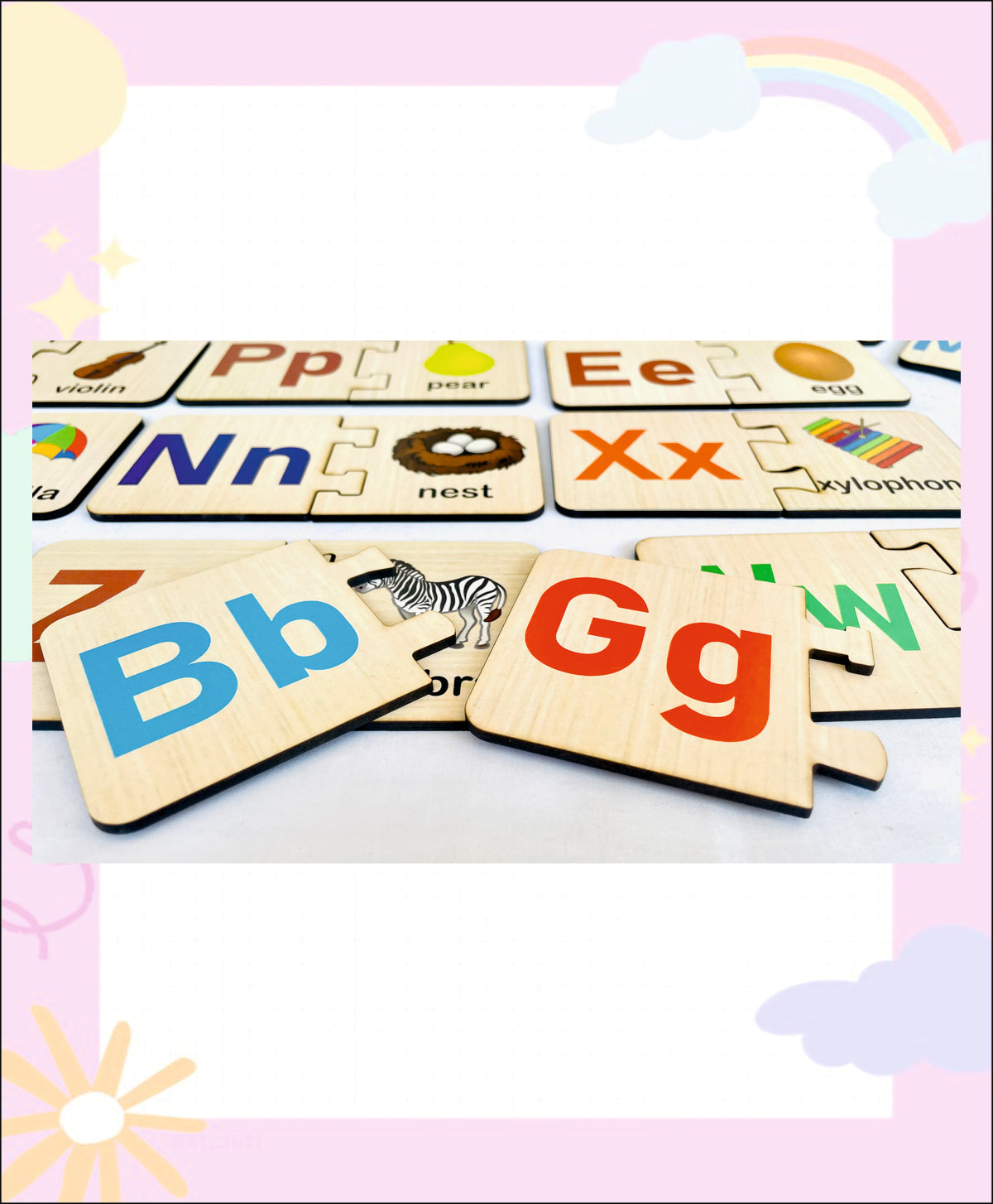 Wissen English Learning Kit for Kids Age 3–4 Years | Wooden Alphabet Matching Puzzle, Capital & Small Letter Tracing Boards & Alphabet Matching Game | Preschool Educational Toys for Early Learning