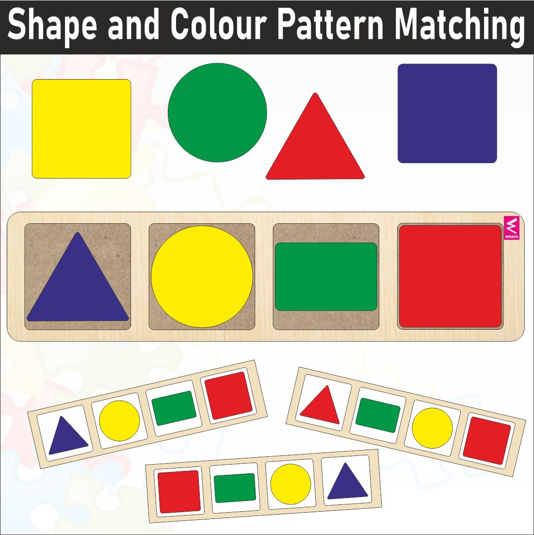 Color Patterns Puzzle Wooden Shapes and Colour Pattern Matching Puzzle – Wissen Products