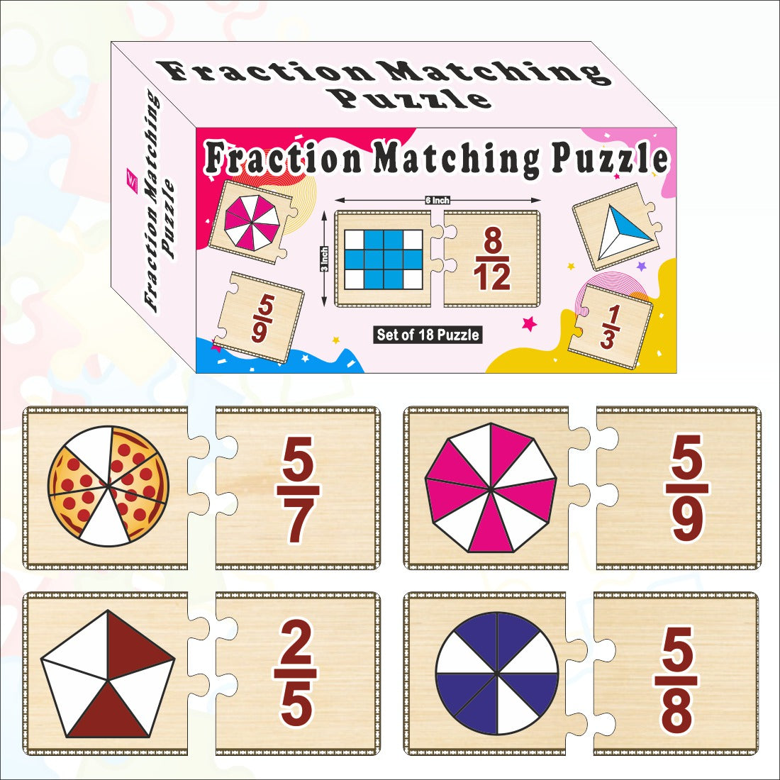 Wissen Maths & Reasoning Learning Kit for Kids Age 6–7 Years | 4-in-1 Wooden Educational Games – Memory Game, Alphabet & Number Matrix, Sudoku & Fraction Master Puzzle | Brain Development & Logical Thinking Toy