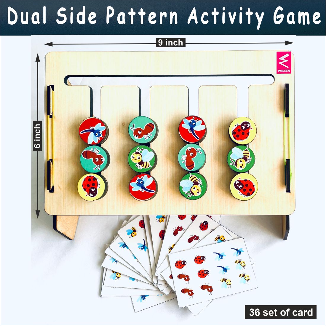 Wooden Double side Pattern Sliding Activity game – Wissen Products