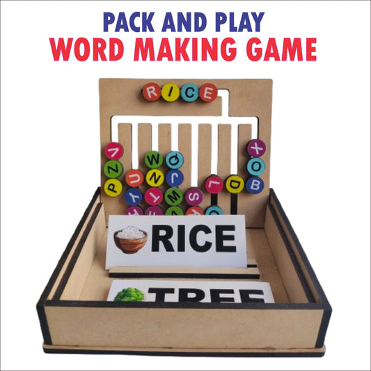 Wooden Pack and Play word making game for kids