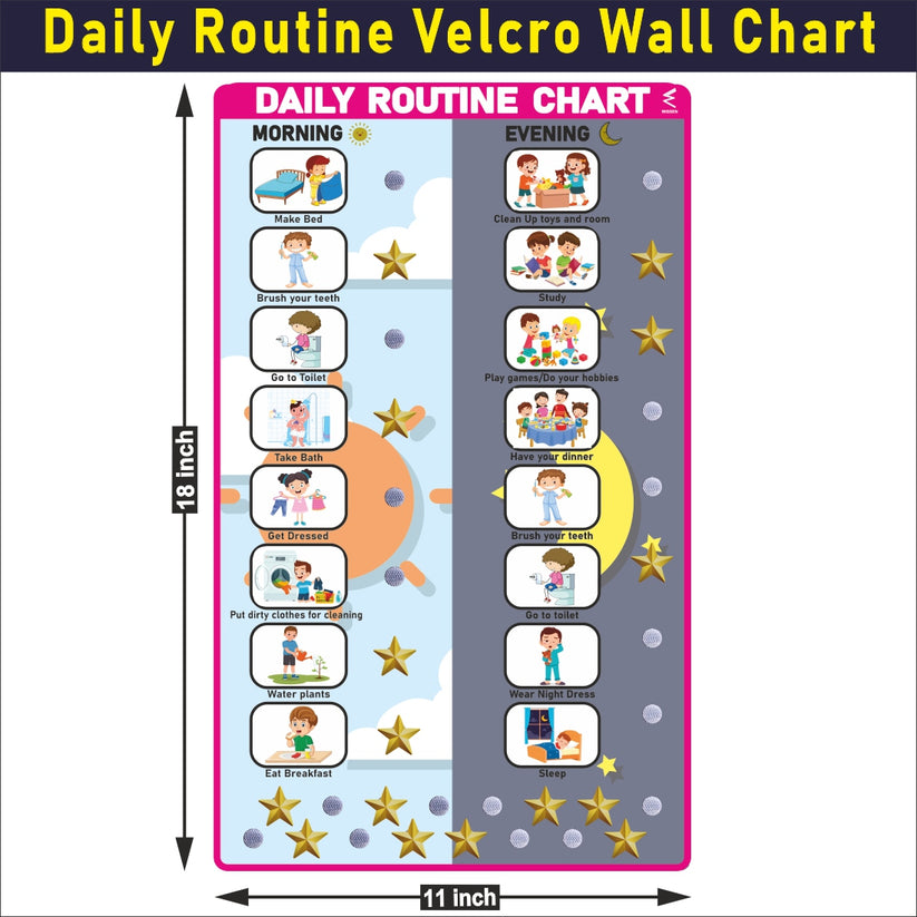 Wooden Routine Chart Velcro Wall Chart for Kids – Wissen Products