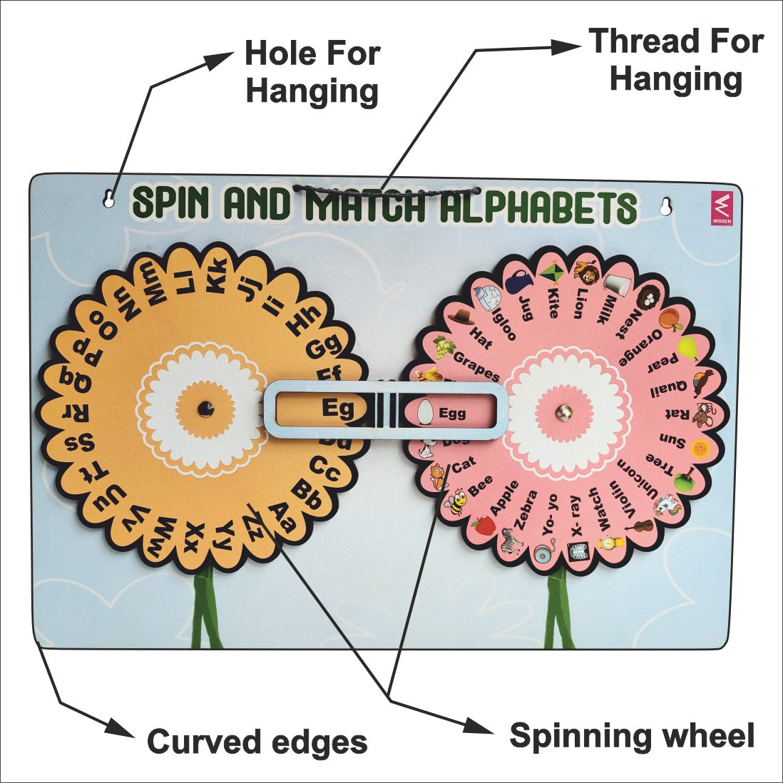 Wooden Alphabet Picture Spin Learning game