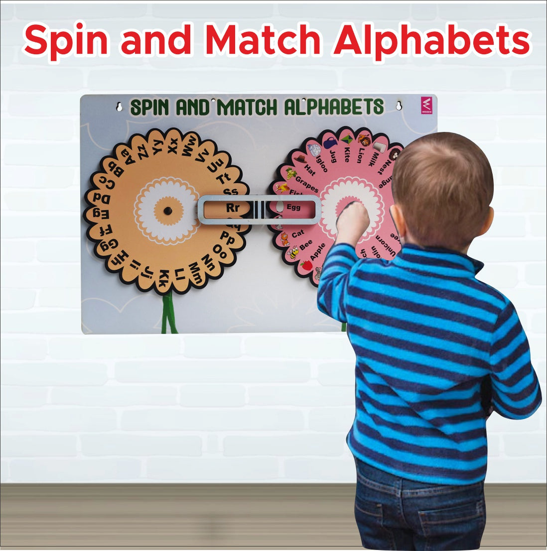 Wooden Alphabet Picture Spin Learning game
