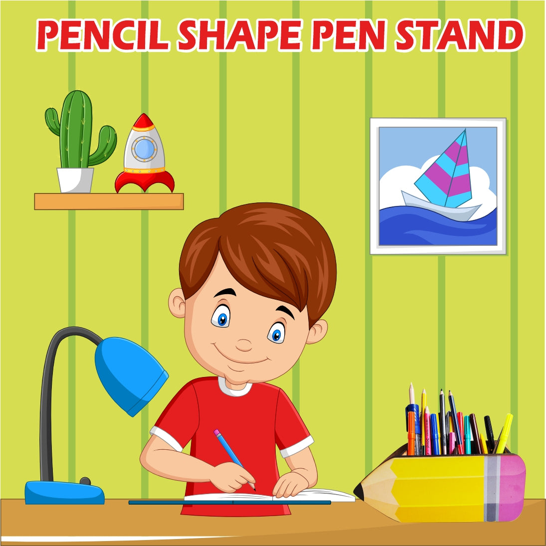 PENCIL SHAPE Pen Stand Wooden