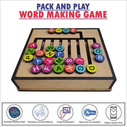 Wooden Pack and Play word making game for kids
