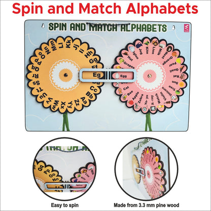Wooden Alphabet Picture Spin Learning game