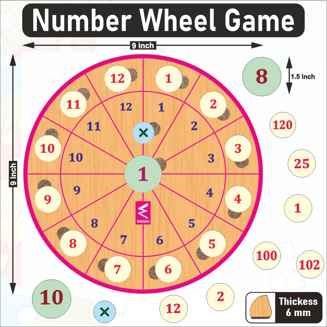 Wooden Maths Wheel Game – Wissen Products