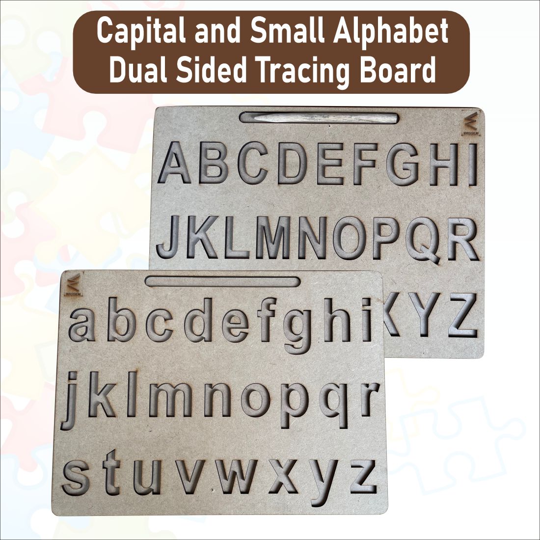 Wooden Dual Side Capital Alphabet and Small Alphabet Tracing board- 12*9 inch for kids