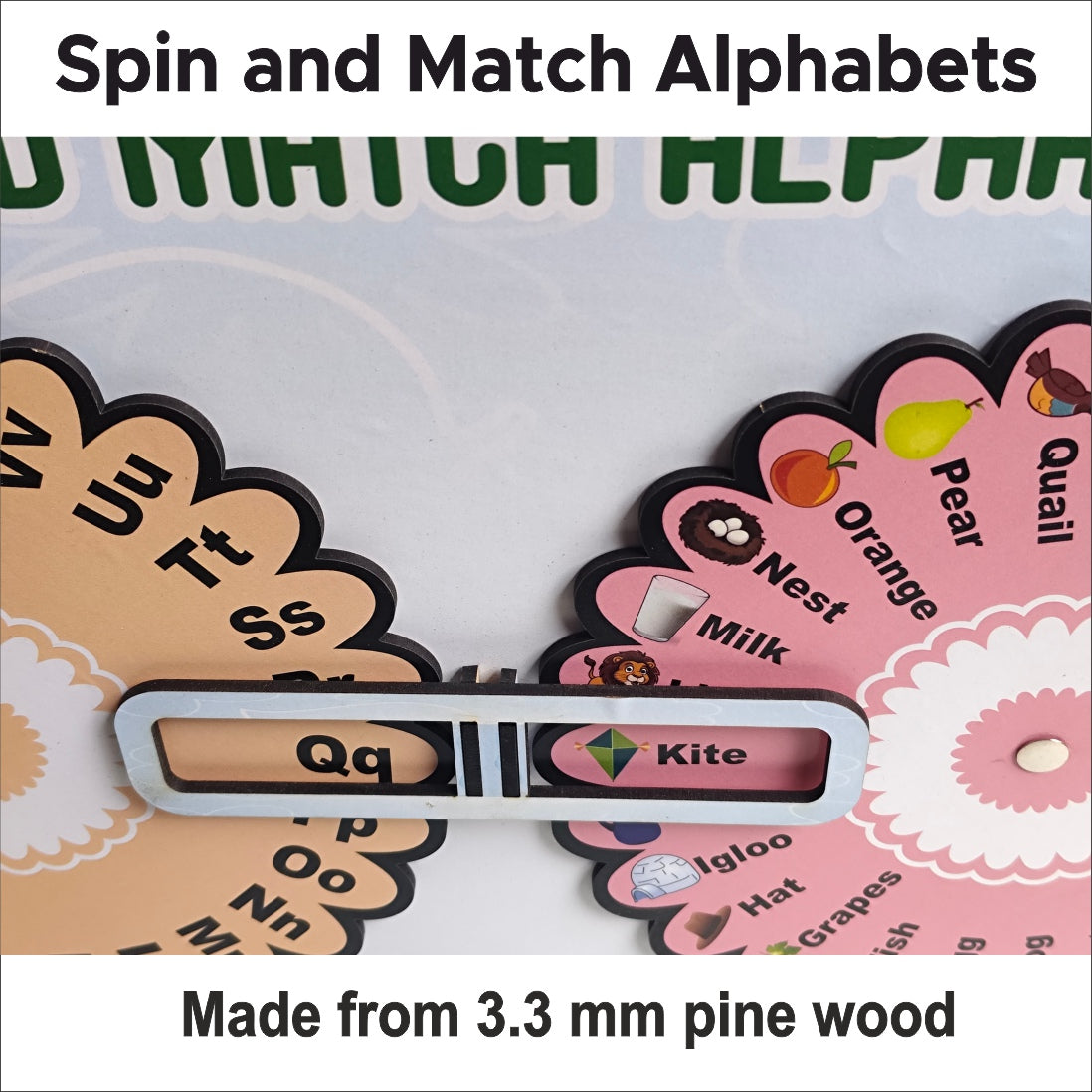 Wooden Alphabet Picture Spin Learning game