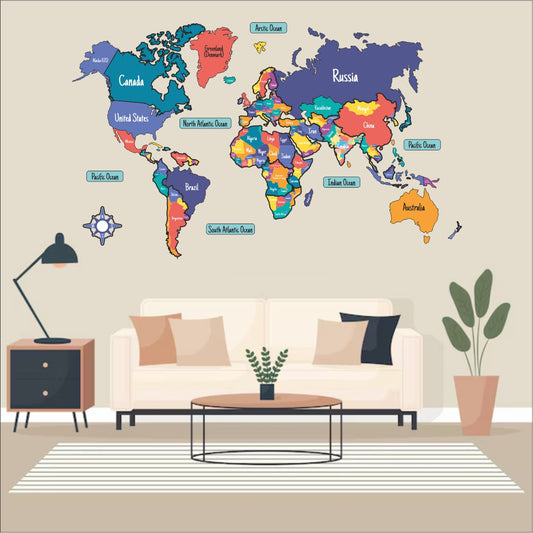 Wooden 3D World MAP Decor - The World in Layers Map