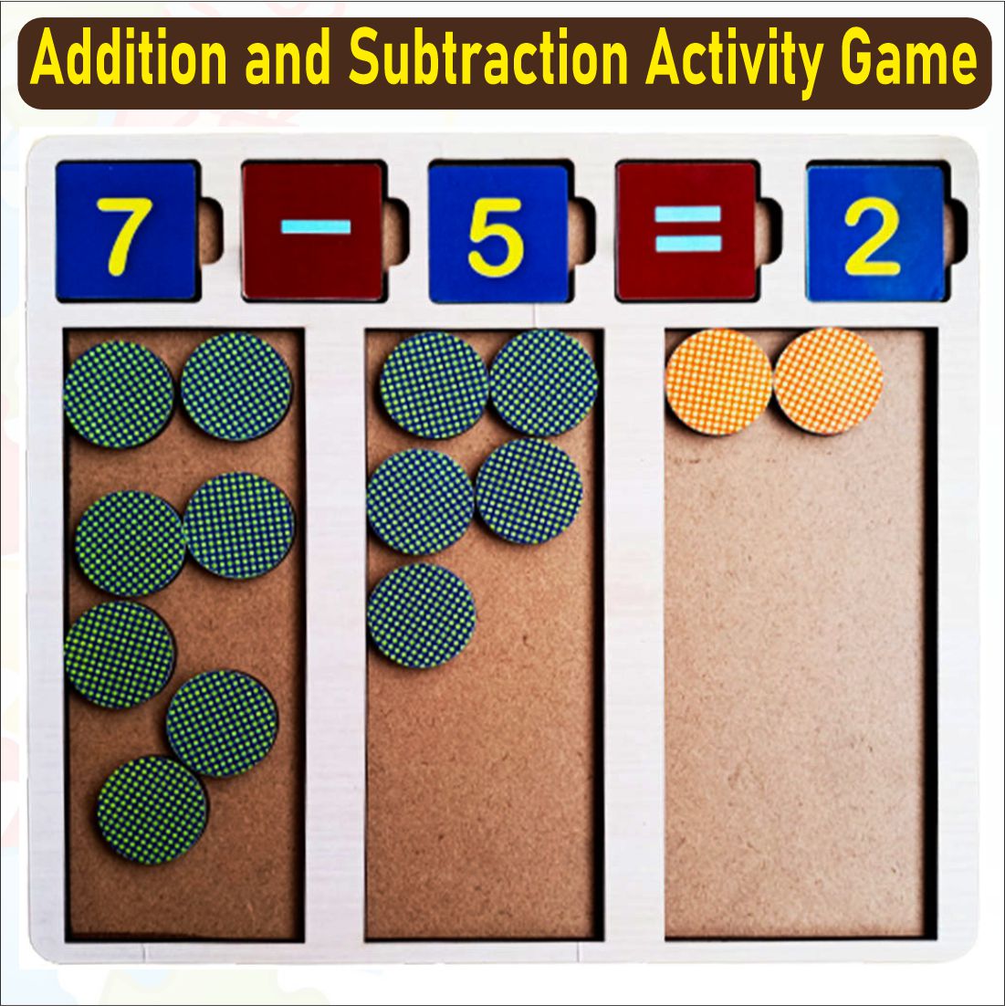 Wissen Maths & Reasoning Learning Kit for Kids Age 4–5 Years | 5-in-1 Wooden Educational Activity Set | Number Counting, Addition & Subtraction, Fractions, Shape Matching & Colour Reasoning Games