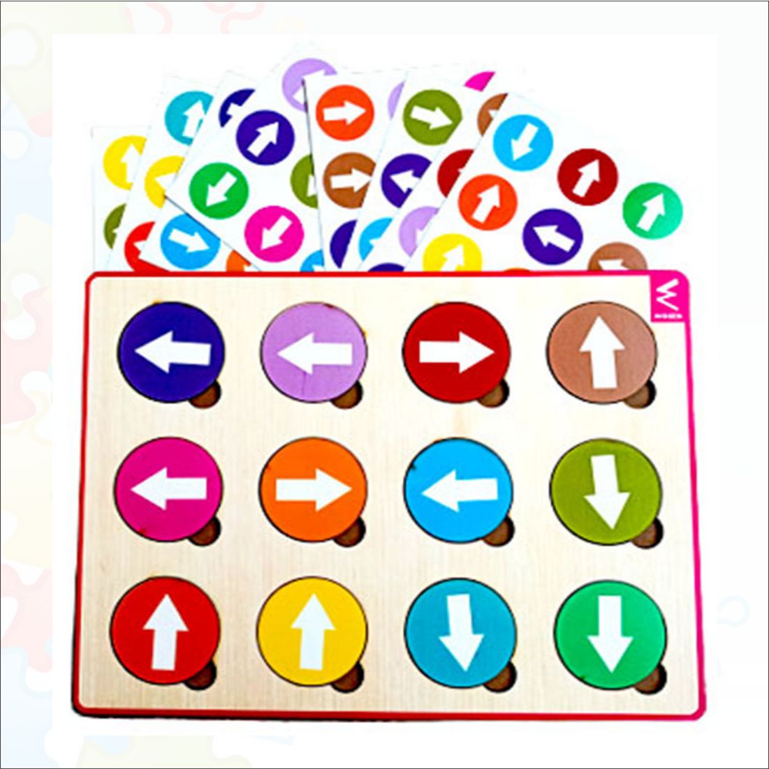 Wissen Maths & Reasoning Learning Kit for Kids Age 5–6 Years | 4-in-1 Wooden Educational Activity Games | Tangram Logical Puzzle, Visual Discrimination, Clock Learning & Arrow Matching Game | Preschool & Early Learning Toy