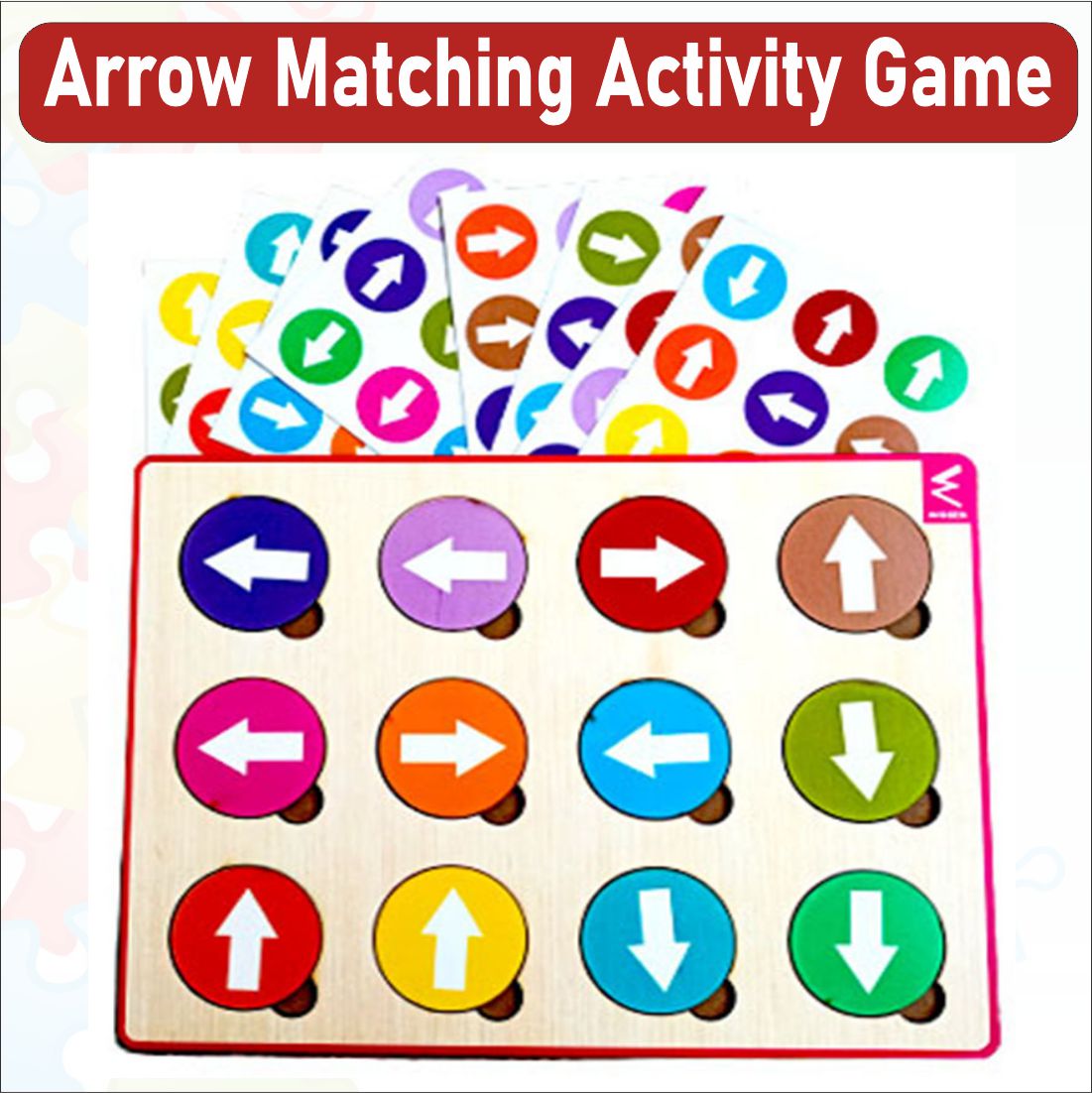 Wissen Maths & Reasoning Learning Kit for Kids Age 5–6 Years | 4-in-1 Wooden Educational Activity Games | Tangram Logical Puzzle, Visual Discrimination, Clock Learning & Arrow Matching Game | Preschool & Early Learning Toy