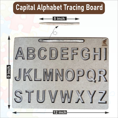 Wissen English Learning Kit for Kids Age 3–4 Years | Wooden Alphabet Matching Puzzle, Capital & Small Letter Tracing Boards & Alphabet Matching Game | Preschool Educational Toys for Early Learning