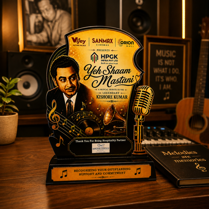Music Tribute Premium Wooden Memento - Sizes- 8 inch, 12 inch and 14 inch available