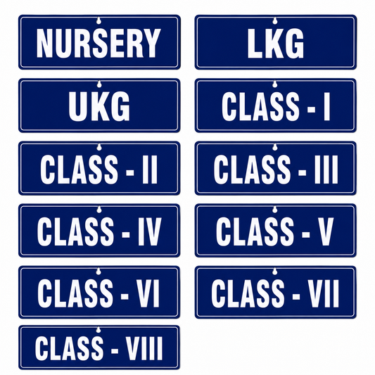 Nursery – Class VIII Sign Board (Single Side) - MDF - 12*4 inch each- Set of 11 Signage