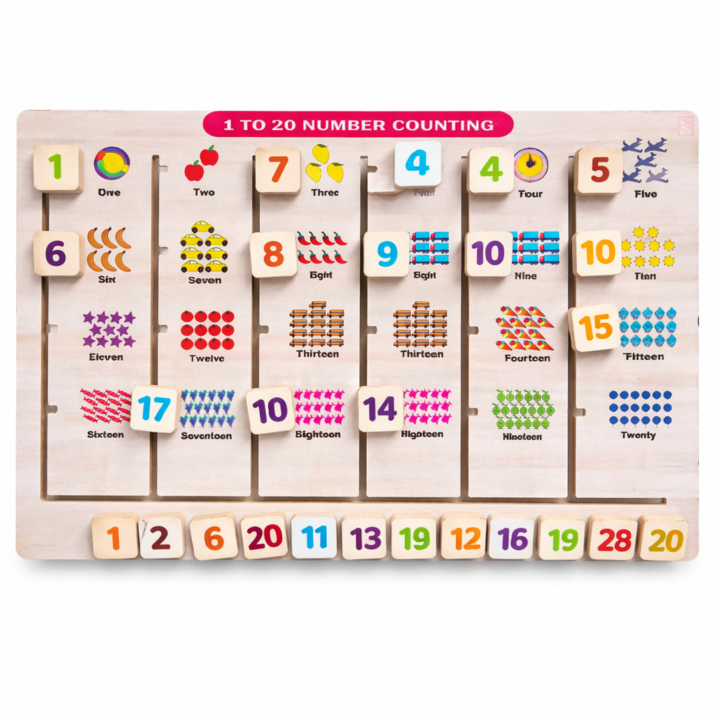 Wooden 1–20 Number Counting & Matching Board | Montessori Number Recognition Activity