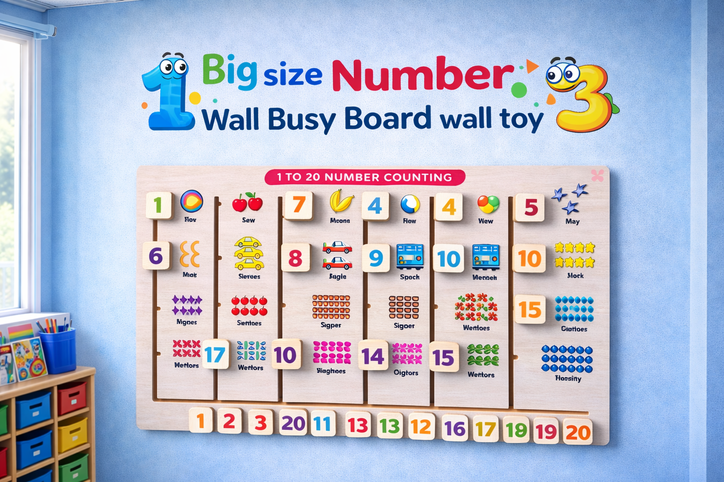 Wooden 1–20 Number Counting & Matching Board | Montessori Number Recognition Activity