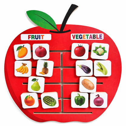 Wooden Fruit & Vegetable Sorting Board | Montessori Classification Learning Activity