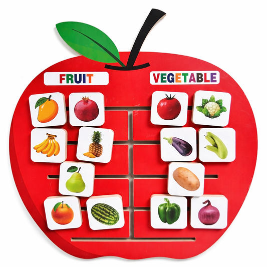 Wooden Fruit & Vegetable Sorting Board | Montessori Classification Learning Activity