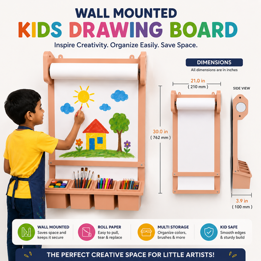 Wall Mounted Kids Drawing Board Wooden