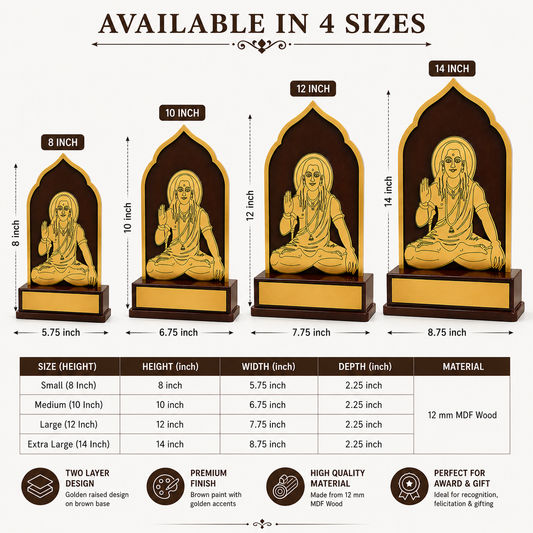 Premium Spiritual Wooden Memento – 2-Layer Brown & Gold Wooden Award