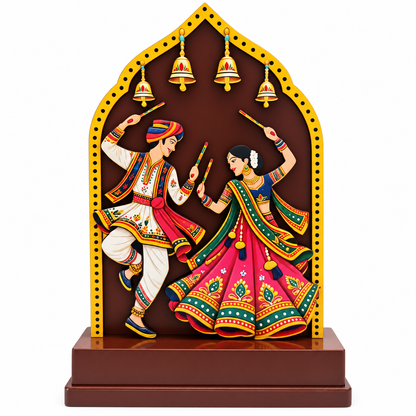 Dandiya Theme Wooden Award & Memento | Traditional Folk Dance Showpiece