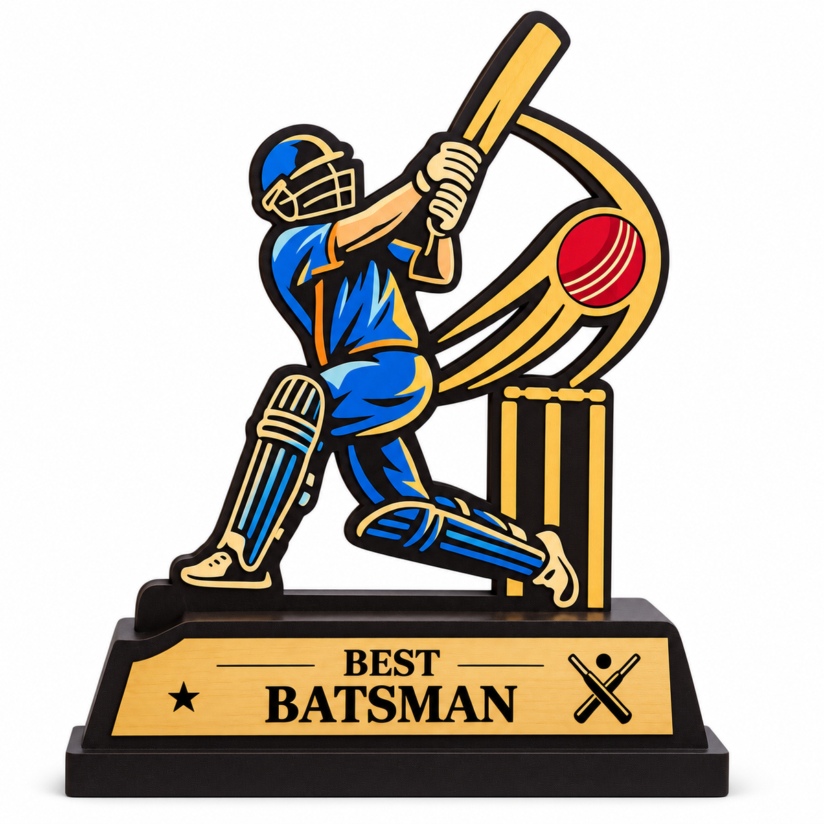 Best Batsman Wooden Trophy |  Award Trophy & Memento - Avl sizes- 8,10,12,14 inch