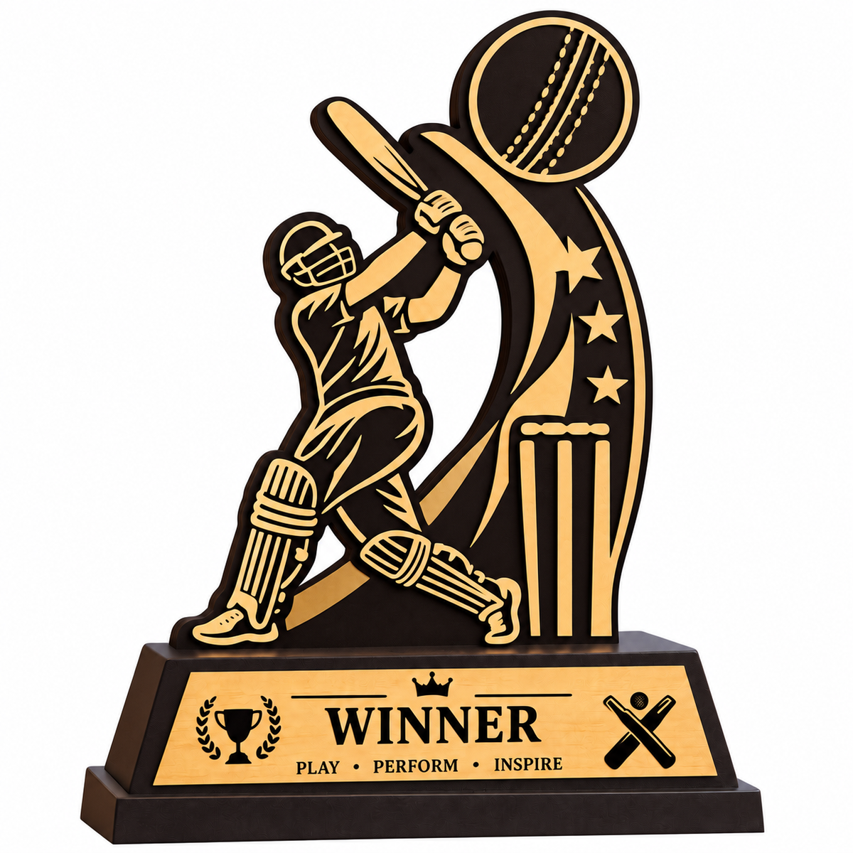 Winner Wooden Cricket Trophy – Premium Sports Award - Avl sizes- 8,10,12,14 inch