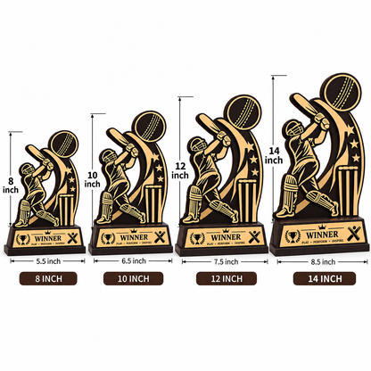 Winner Wooden Cricket Trophy – Premium Sports Award - Avl sizes- 8,10,12,14 inch
